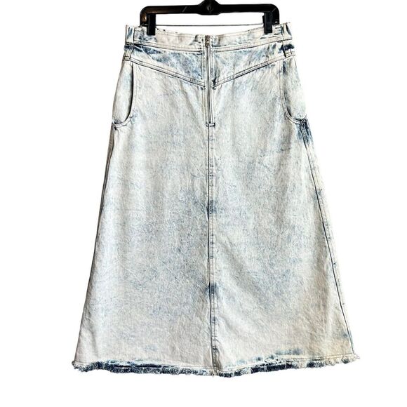 Sea New York Denim Maxi Skirt Womens 6 Blue Acid Wash Raw Hem Y2K